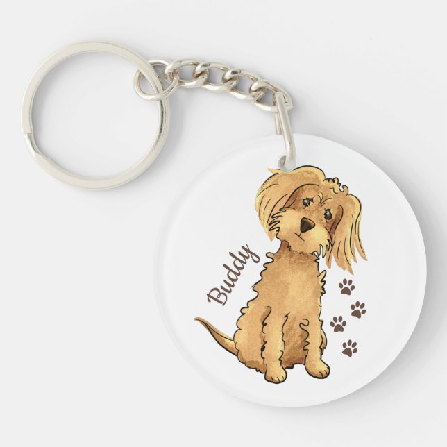 Lägg till Namn Cute Fluffy Brown Hund Acrylic (Framsidan)