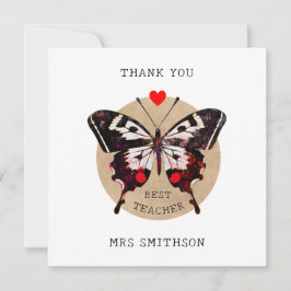 Lägg till Namn Cute Vintage Butterfly Heart Best T Tack Kort