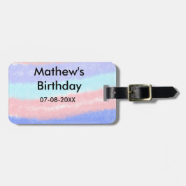 Lägg till namn-datum för Red Blue American-födelse Bagagebricka