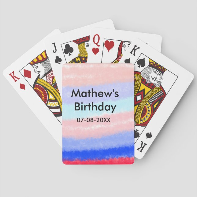 Lägg till namn-datum för Red Blue American-födelse Casinokort (Baksidan)