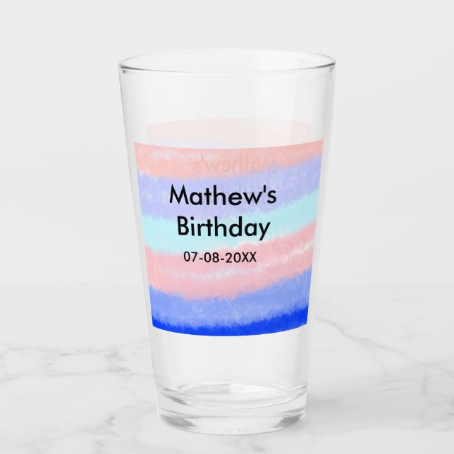 Lägg till namn-datum för Red Blue American-födelse Glaskopp (Framsida)