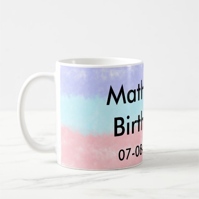 Lägg till namn-datum för Red Blue American-födelse Kaffemugg (Vänster)