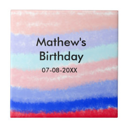 Lägg till namn-datum för Red Blue American-födelse Kakelplatta