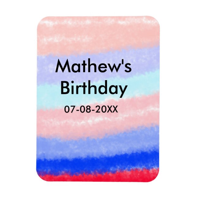 Lägg till namn-datum för Red Blue American-födelse Magnet (Vertikal)