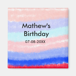 Lägg till namn-datum för Red Blue American-födelse Magnet