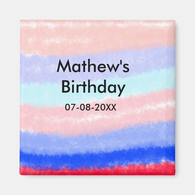 Lägg till namn-datum för Red Blue American-födelse Magnet (Framsidan)