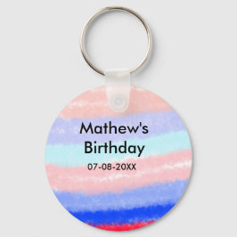 Lägg till namn-datum för Red Blue American-födelse Nyckelring