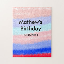 Lägg till namn-datum för Red Blue American-födelse Pussel