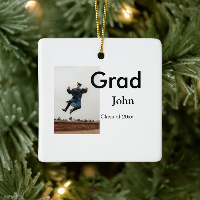 lägg till namn datumårstext QR studenten gratulera Julgransprydnad Keramik (Träd)