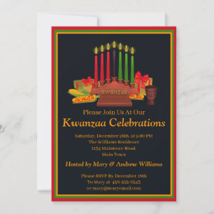 Lägg till Namn-datuminformation Kwanzaa ljus - Par Inbjudningar