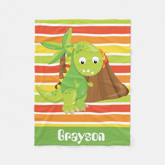 Lägg till Namn Dinosaur pojke filt (Framsidan)