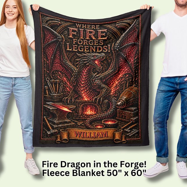 Lägg till Namn Drakar i Blacksmith Forge  Fleecefilt (Skapare uppladdad)