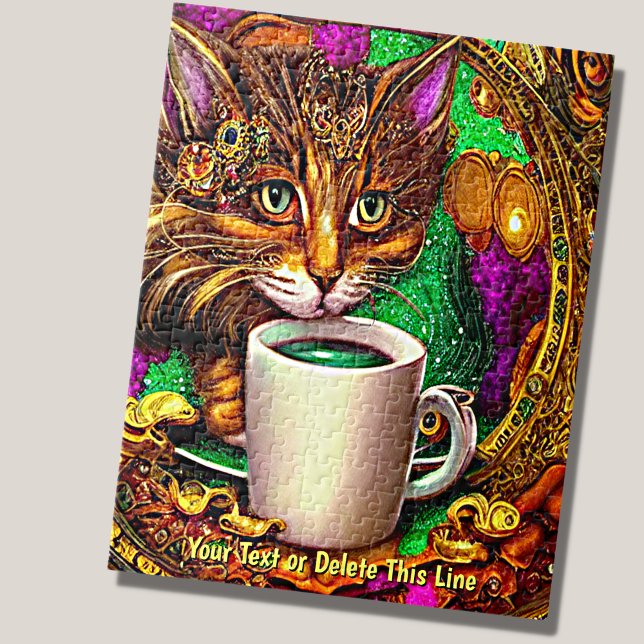 Lägg till Namn, ejeweled Cat med vit Mugg Pussel (Skapare uppladdad)