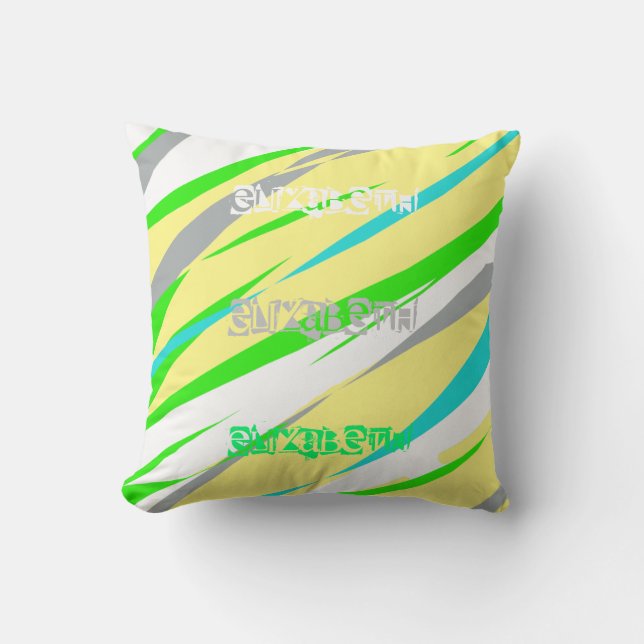 Lägg till Namn Elizabeth Pastel Färg Cushion Pillo Kudde (Framsida)