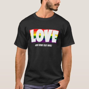 Lägg till Namn eller Din text, Kärlek Rainbow Flag T Shirt