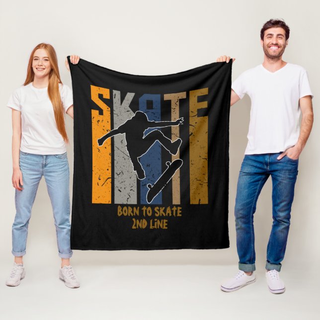 Lägg till Namn eller din text - SKATE-skateboarder Fleecefilt (På plats)