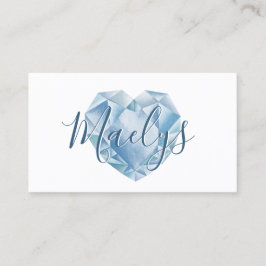 Lägg till Namn eller Monogram Chic Blue Heart Diam Visitkort