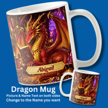 Lägg till namn, Fantasy Drake med bok & kaffe