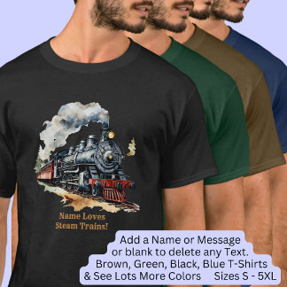 Lägg till Namn Fantasy Steam Engine Locomotive Pai T Shirt