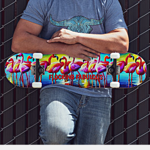 Lägg till Namn, Flamingo Rosa Red, flockar Mini Skateboard Bräda 18,5 Cm