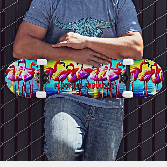 Lägg till Namn, Flamingo Rosa Red, flockar Mini Skateboard Bräda 18,5 Cm (Skapare uppladdad)