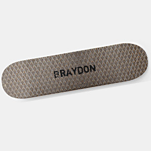 Lägg till Namn första Grått Brown Checker Plate-ut Mini Skateboard Bräda 18,5 Cm