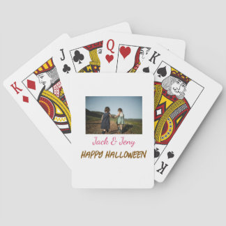 lägg till namn foto text Halloween barn flicka poj Casinokort