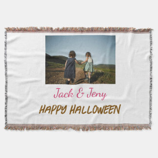 lägg till namn foto text Halloween barn flicka poj Filt