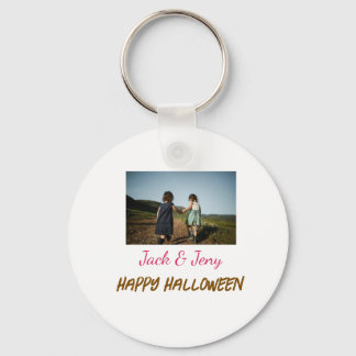 lägg till namn foto text Halloween barn flicka poj Nyckelring