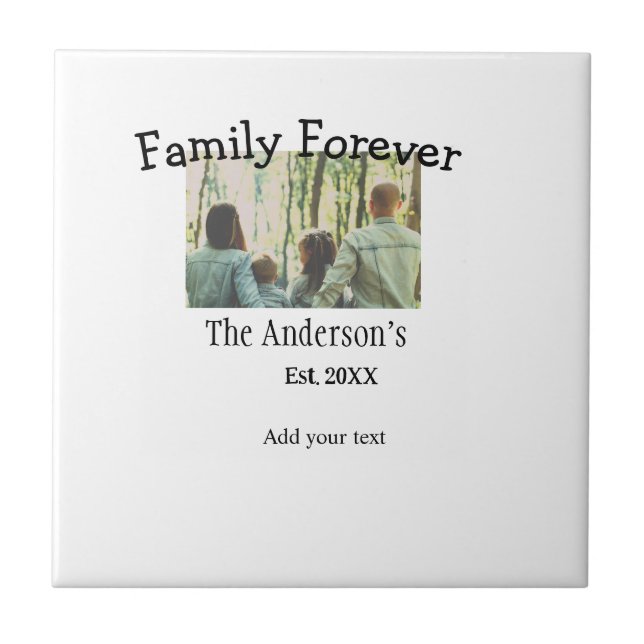 Lägg till namn-fotoårsjusterad vintage i familjen, kakelplatta (Framsidan)