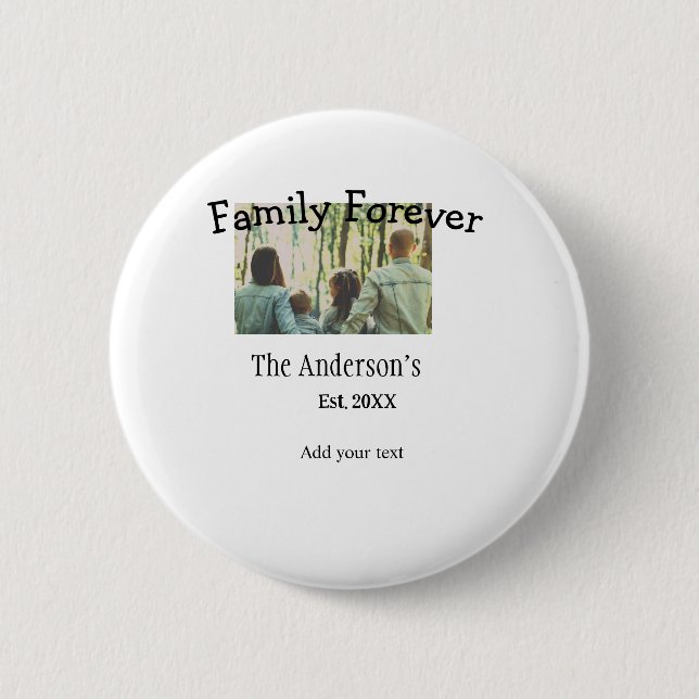 Lägg till namn-fotoårsjusterad vintage i familjen, knapp (Framsida)
