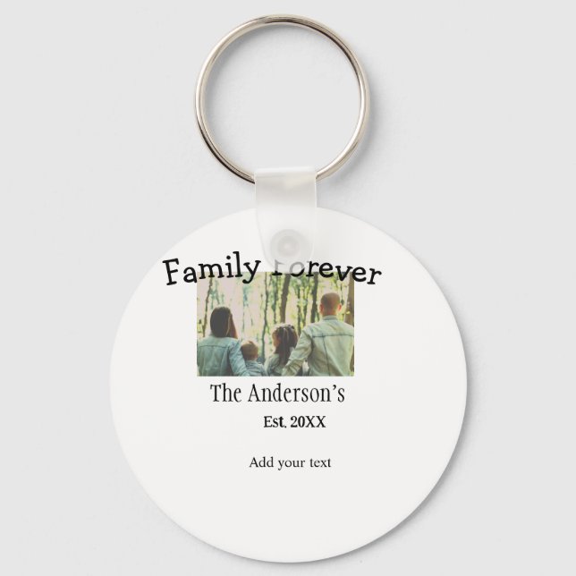 Lägg till namn-fotoårsjusterad vintage i familjen, nyckelring (Framsida)