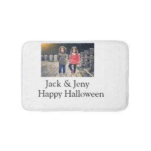 lägg till namn-fototext Halloween-barnflicka Badrumsmatta