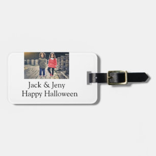 lägg till namn-fototext Halloween-barnflicka Bagagebricka