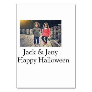 lägg till namn-fototext Halloween-barnflicka Bordsnummer