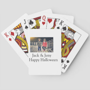lägg till namn-fototext Halloween-barnflicka Casinokort