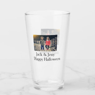 lägg till namn-fototext Halloween-barnflicka Glaskopp