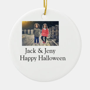 lägg till namn-fototext Halloween-barnflicka Julgransprydnad Keramik