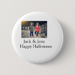 lägg till namn-fototext Halloween-barnflicka Knapp