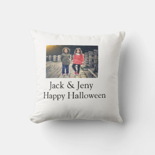 lägg till namn-fototext Halloween-barnflicka Kudde