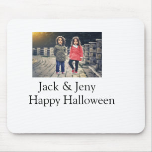 lägg till namn-fototext Halloween-barnflicka Musmatta