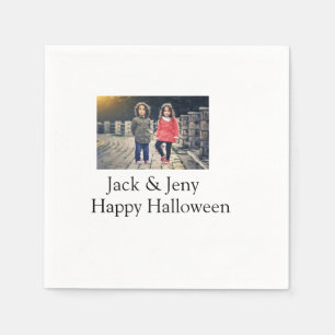 lägg till namn-fototext Halloween-barnflicka Pappersservett