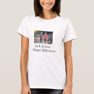 lägg till namn-fototext Halloween-barnflicka T Shirt