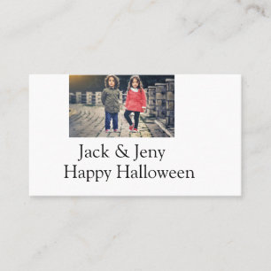 lägg till namn-fototext Halloween-barnflicka Visitkort