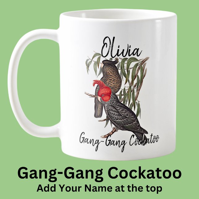 Lägg till Namn Gang-Gang Cockatoo Australian Bird  Kaffemugg (Skapare uppladdad)