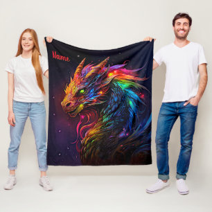 Lägg till Namn, Golden Red Iridescent Dragon Fleecefilt