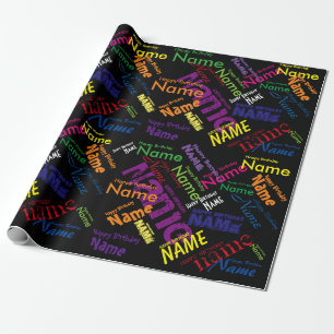 Lägg till Namn Grattis på födelsedagen Wrapping Presentpapper