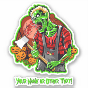 Lägg till Namn, Grönt Ax Murderer Monster Pumpkins Klistermärken