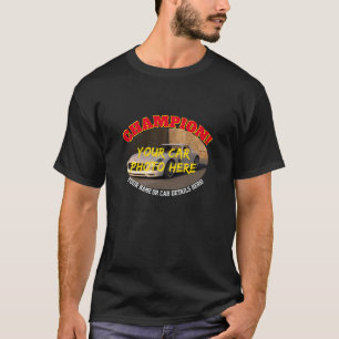Lägg till Namn, hans bilfoto, text, mästarmotorbil T Shirt