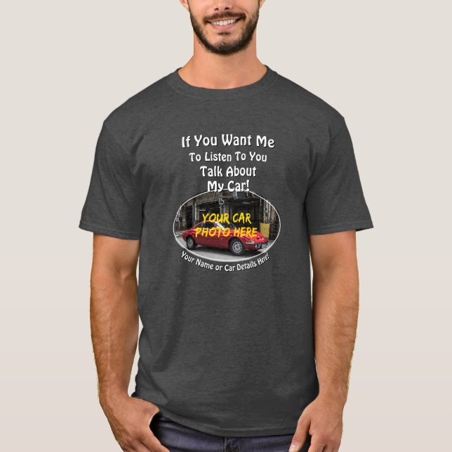Lägg till Namn, hans bilfoto, text, vill att jag l T Shirt (Framsida)